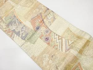 佐賀錦 短冊に桐・菊・流水模様織り出し袋帯